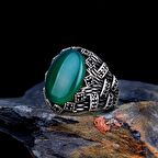 Akik Taşlı Oval Model 925 Ayar Gümüş Erkek Yüzük