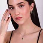 925 Ayar Zirkon Taşlı Kadın Silver Set