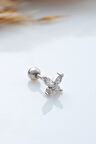925 Ayar Kelebek Motifli Taşlı Minimal Tragus Piercing