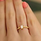 Gümüş 925 Ayar Ayarlanabilir Baget Yüzük Altın Kaplama