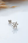925 Ayar Çiçek Motifli Taşlı Minimal Tragus Piercing