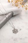 925 Ayar Gümüş Zirkon Taşlı Kar Tanesi Kolye - Silver