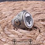 925 Ayar Gümüş  Göktürkler'in Devlet Arması Desenli Erkek Yüzük