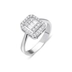 925 Ayar Gümüş Baget Taşlı Zarif Kadın Yüzüğü