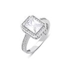 925 Ayar Gümüş Zirkon Detaylı Baget Taşlı Kadın Yüzüğü