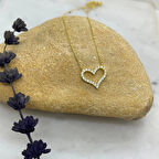 925 Ayar Gümüş Zirkon Taşlı Kalp Kolye