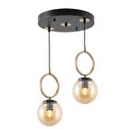 TT014-2 ESK TT Aydınlatma Eskitme Kaplama - Siyah Bal Camlı 2 li Avize