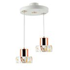 TT017-2-MBY TT Aydınlatma Mermer Desen 2 li Beyaz Avize