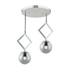 TT015-2 KR TT Aydınlatma Krom Kaplama Füme Camlı 2 li Avize