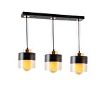 TT202-3S-SY TT Aydınlatma Siyah-Bakır 3 lü Sıralı Avize