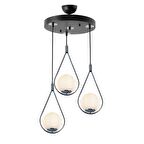 TT024-3Y-SY-KR TT Aydınlatma Mat Siyah-Krom 3 lü Yuvarlak Avize