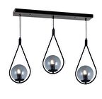 TT024-3S-SY TT Aydınlatma Mat Siyah 3 lü Sıralı Avize