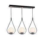 TT024-3S-SY-KR TT Aydınlatma Mat Siyah-Krom 3 lü Sıralı Avize