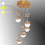 TT033-5-SR TT Aydınlatma Kelebek Toplu Model Sarı Kaplama 5 li 3 Renk Modüllü Ledli Avize