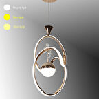 TT334-TPL-FSR TT Aydınlatma Badem Modeli Fransız Sarı Kaplama Tek Toplu 3 Renk Modüllü Ledli Avize