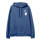 Cocktail Baskılı Hoodie-Royal Mavi
