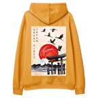 Japan Sırt Baskılı Hoodie-Portakal