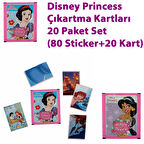 Disney Princess Çıkartma Kartları 20 Paket Set (80 Sticker+20 Kart) 