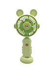 Şarj Edilebilir Fanlı Ayıcık Figürlü Ayarlanabilir El Fanı Vantilatör - Yeşil