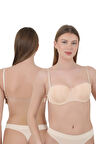 Kadın Balenli Dolgulu Sütyen - Şeffaf Sırt Askısı ile Push-Up Etkisi B CUP