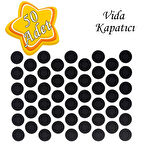 50 ADET Siyah Vida Kapatıcı  Yapışkanlı Vida Tapası Tıpası Kapağı Vida Gizleyici