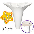 4 Adet Zelve 12 cm Beyaz Lüx Mobilya Kanepe Sehpa Ünite Koltuk Ayağı Baza Ayak 