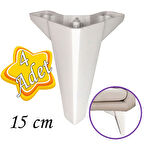 4 Adet Serdivan 15 cm Beyaz Lüx Mobilya Kanepe Sehpa Ünite Koltuk Ayağı Baza Ayak 