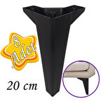 8 Adet Serdivan 20 cm Siyah Lüx Mobilya Kanepe Sehpa Ünite Koltuk Ayağı Baza Ayak 