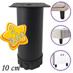 2 Adet Metal Ayarlanabilir 10 cm Siyah Destek Ayağı Mobilya Kanepe Baza Koltuk Dolap Sehpa TV Ünitesi Ayağı