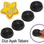 4 Adet Düz Ayak Tabanı Siyah Mobilya Masa Sehpa Ayağı Bağlantı Aparatı Plastik