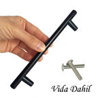 12 Adet Boy Kulp Mat Siyah 128 mm Kulp Mobilya Mutfak Dolabı Çekmece Dolap Kapak Kulpu Kulbu Metal 