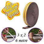 3x2=6 Metre Kapı Pencere Bandı Kahverengi Fitili Yapışkanlı Soğuk Izolasyon Bant