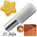 Raf Pimi Plastik Başlı Cam Tutucu Çivisi Mobilya Dolap Pimi Beyaz (25 Adet)