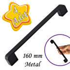 4 Adet Oval Marmara Kulp 160 mm Siyah Mutfak Kulpu Çekmece Dolap Kapak Kulbu Metal  Mobilya Dolabı 