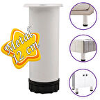 Metal Ayarlanabilir 12 cm Beyaz Destek Ayağı Mobilya Kanepe Baza Koltuk Dolap Sehpa TV Ünitesi Ayağı