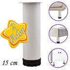 2 Adet Metal Ayarlanabilir 15 cm Beyaz Destek Ayağı Mobilya Kanepe Baza Koltuk Dolap Sehpa TV Ünitesi Ayağı