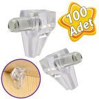 Kristal Raf Pimi Şeffaf Cam Ahşap Metal Raf Tutucu Çivisi Mobilya Dolap Pimi (100 Adet)