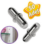 Metal Halkalı Raf Pimi Cam Ahşap Metal Raf Tutucu Çivisi Mobilya Dolap Pimi (50 Adet)