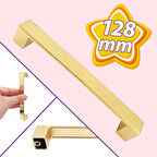 Bihter Düz Kulp 128 mm Altın Mutfak Kulpu Çekmece Dolap Kapak Kulbu Metal  Mobilya Dolabı Kulpları 