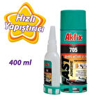 Hızlı Yapıştırıcı Şeffaf Güçlü 400 ml Sprey + 100 gr Yapıştırıcı