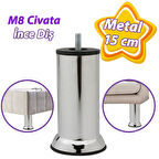 Metal Destek Ayağı 15 Cm Krom Mobilya Kanepe Baza Koltuk Ünite Ayakları Metrik 8 Civatalı İnce Diş