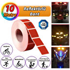10 MT Reflektörlü Reflektif Fosforlu Araç Oto Kamyon Şerit Bant Tüvtürk Onaylı Kesikli Kırmızı İkaz Bandı 