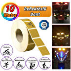 10 MT Reflektörlü Reflektif Fosforlu Araç Oto Kamyon Şerit Bant Tüvtürk Onaylı Kesikli Sarı İkaz Bandı 