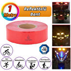 1 MT Reflektörlü Reflektif Fosforlu Araç Oto Kamyon Şerit Bant Tüvtürk Onaylı Düz Kırmızı İkaz Bandı 