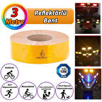 3 MT Reflektörlü Reflektif Fosforlu Araç Oto Kamyon Şerit Bant Tüvtürk Onaylı Düz Sarı İkaz Bandı 