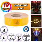 10 MT Reflektörlü Reflektif Fosforlu Araç Oto Kamyon Şerit Bant Tüvtürk Onaylı Düz Sarı İkaz Bandı 