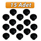 15 Adet Petunya Kulp Siyah Polimer Düğme Kulp Mantar Mobilya Mutfak Dolabı Çekmece Kulbu Kulpları