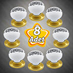 15 Adet Hanımeli Kulp Beyaz Polimer Düğme Kulp Altın Tablalı Mobilya Mutfak Dolabı Çekmece Kulbu Kulpları