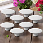 8 Adet Plastik Kulp Beyaz Bombeli Düğme Mobilya Mutfak Dolap Dolabı Tek Vidalı Çekmece Kulbu Kulpları