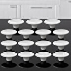 15 Adet Plastik Çanak Kulp Beyaz Düğme Tek Vidalı Mobilya Mutfak Dolap Dolabı Çekmece Kulbu Kulpları